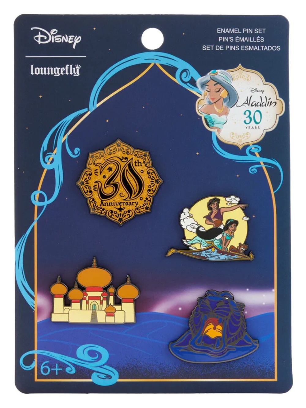 Disney Loungefly 4pc Pin Set - Aladdin 30th Anniversary 4pc Pin Set